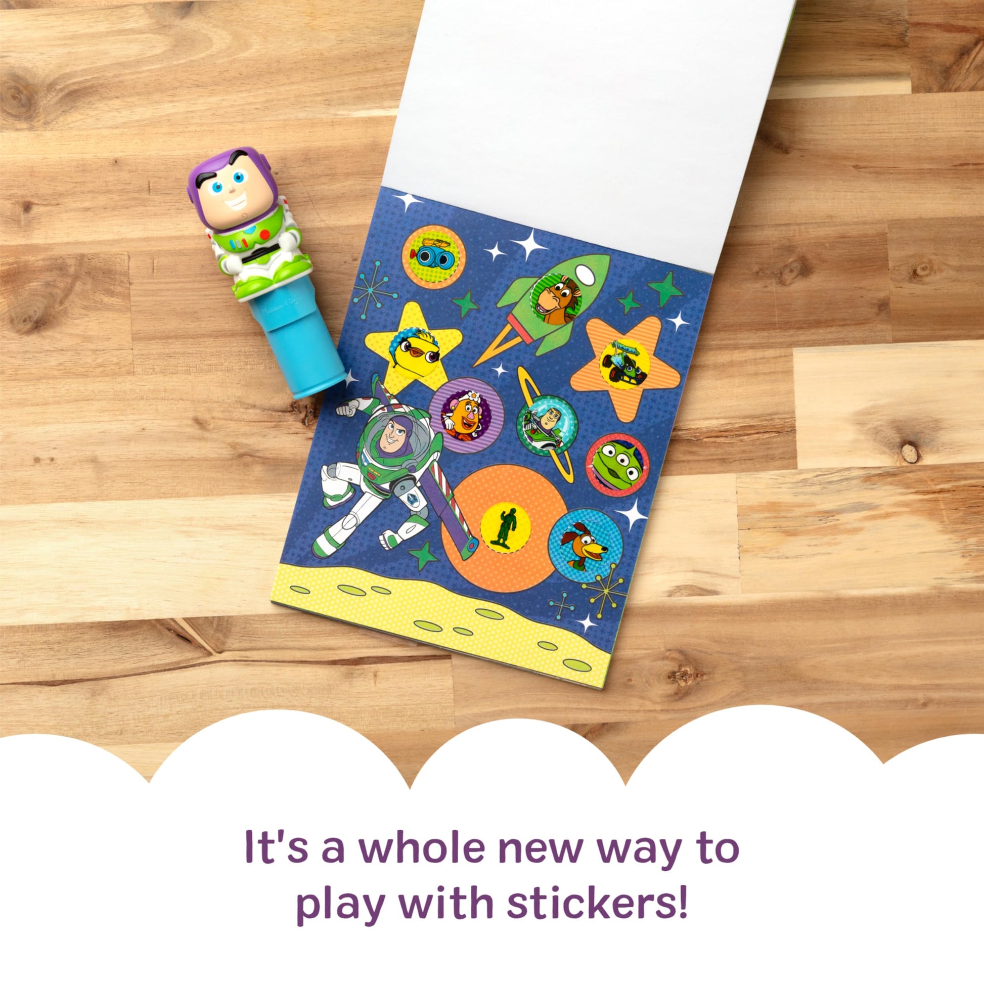 Melissa & Doug Sticker Wow!™ 24-Page Activity Pad and Sticker Stamper, 300 Stickers, Arts and Crafts Fidget Toy Collectible Character - Disney Buzz