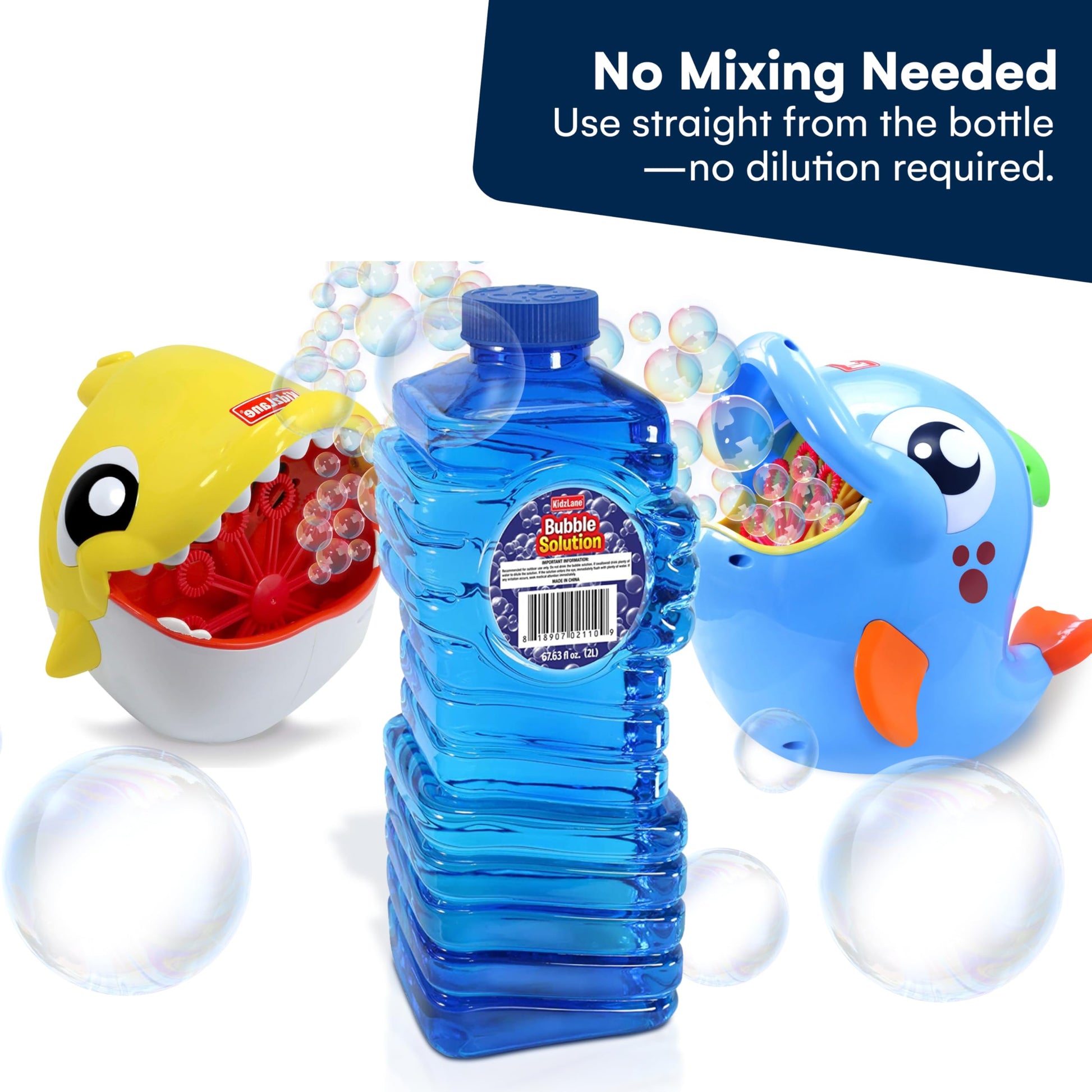 Kidzlane Bubbles Solution Refill 67.63 oz - Large and Easy-Grip Bottle for Bubble Machine, Guns, and Wands - Toddler Liquid Refill for Ages 3