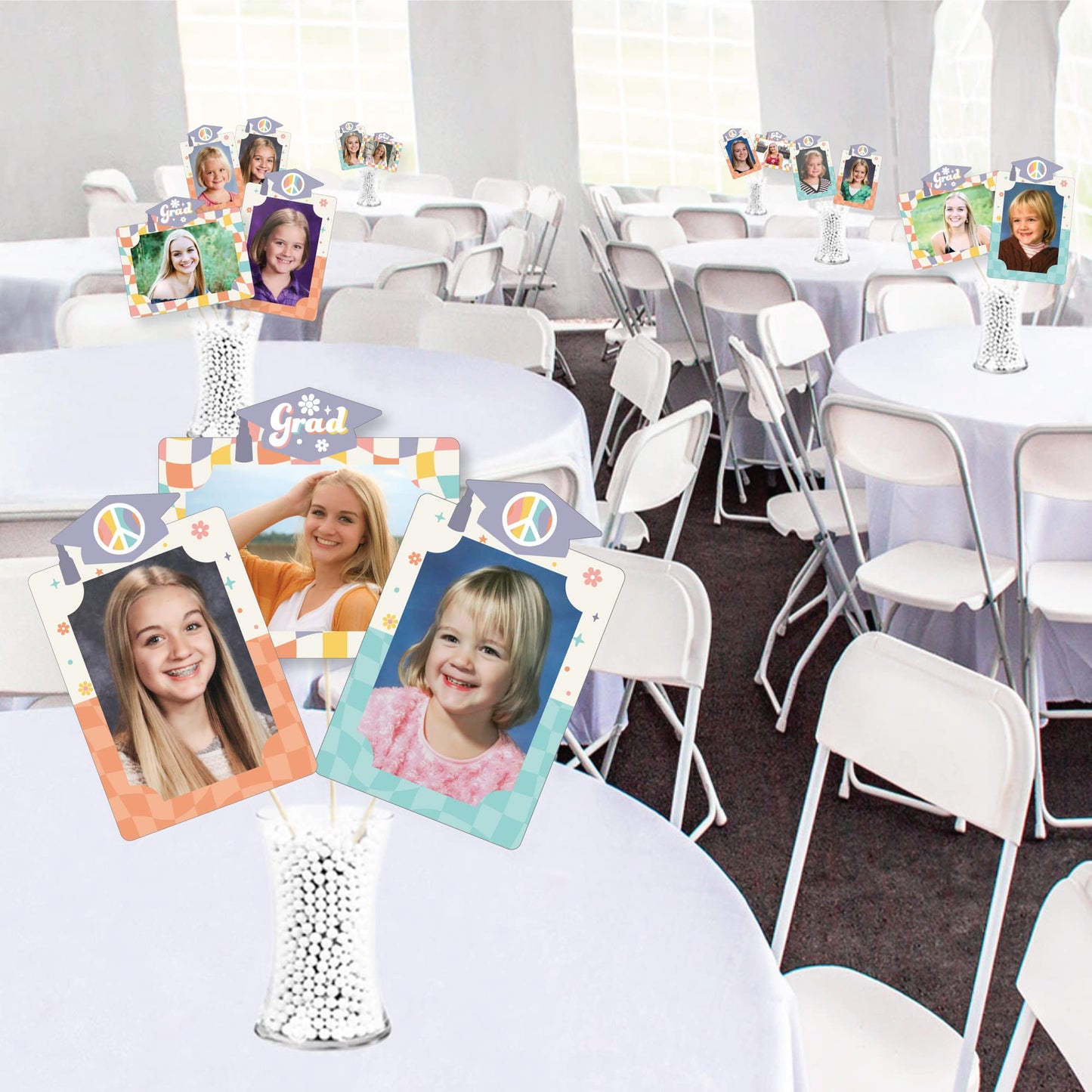 Big Dot of Happiness Groovy Grad - Hippie Graduation Party Picture Centerpiece Sticks - Photo Table Toppers - 15 Pieces