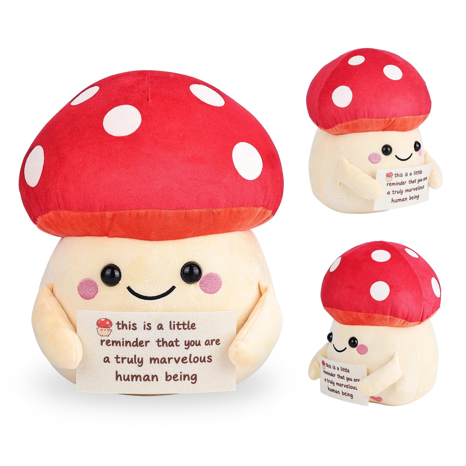 Fungi Fun Emotional Companion Mushroom Plush Toy, Cute Stuff Toys for Girls, Kids and Teens, Motivational Mushroom Stuffed Plush Toy, Room Office