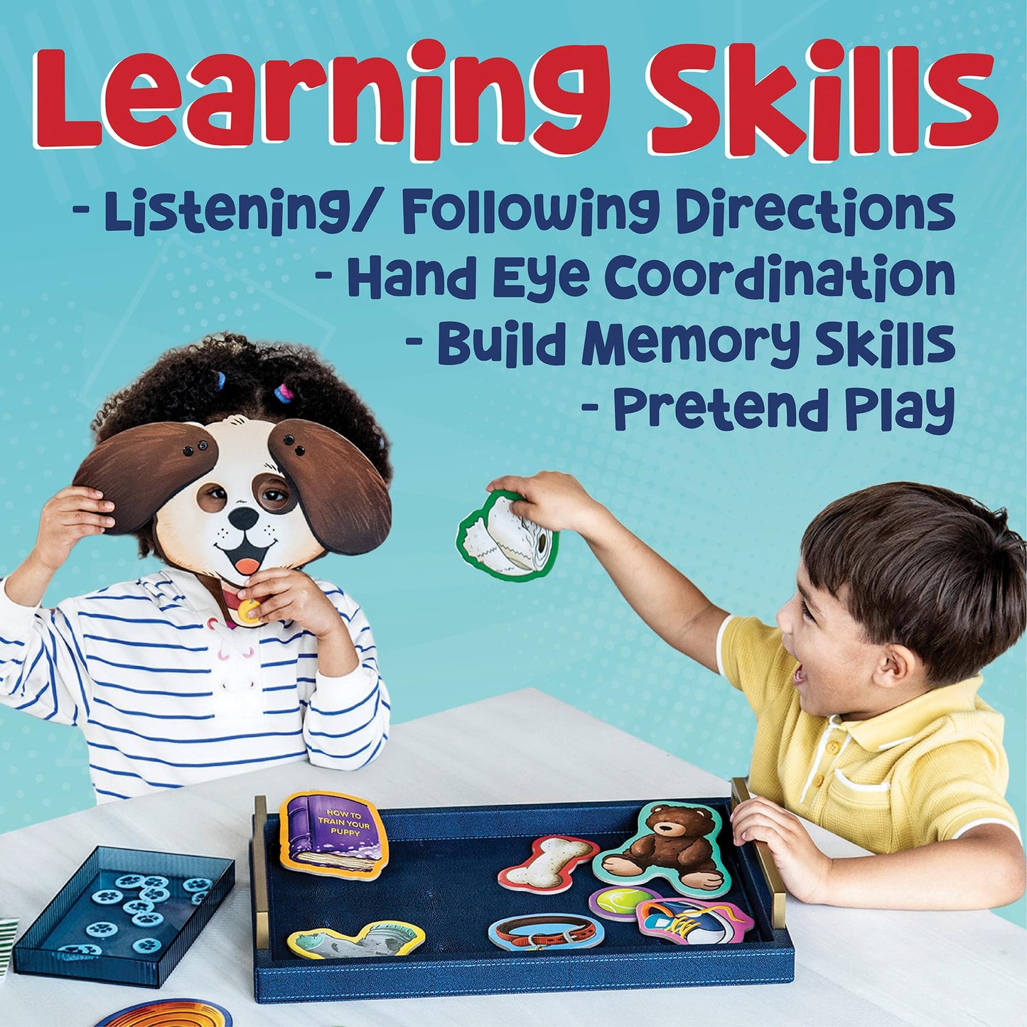 MindWare Peeking Puppy - Playful Memory Game for Kids with Puppy Mask - Early Learning Matching & Set Collection Game for Ages 3+, 2-4 Players