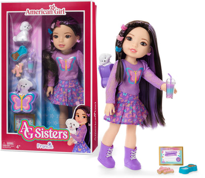 American Girl, AG Sisters Francie Doll, with Brown Eyes, Long Dark-Brown Hair with Purple Highlights, 14.5", Ages 4+ (Amazon Exclusive)