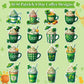 5wsech Green Coffee Roll Stickers - 1000 Lucky Clover Latte Vinyl Decals for Kids, Green Shamrock Coffee Stickers St Patrick's Day Gifts for Birthday