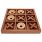 Wooden Tic Tac Toe Game - 9 Inch Solid Wood Board with X and O Pieces, Decorative Coffee Table Game, Classic Home Décor Accent