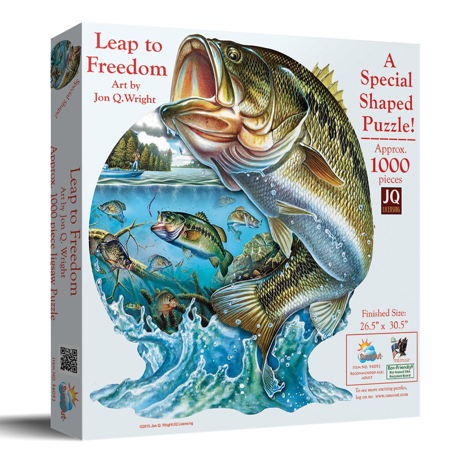SUNSOUT INC - Leap to Freedom - 1000 pc Special Shape Jigsaw Puzzle by Artist: Jon Q. Wright - Finished Size 26.5" x 30.5" Fish - MPN# 96092
