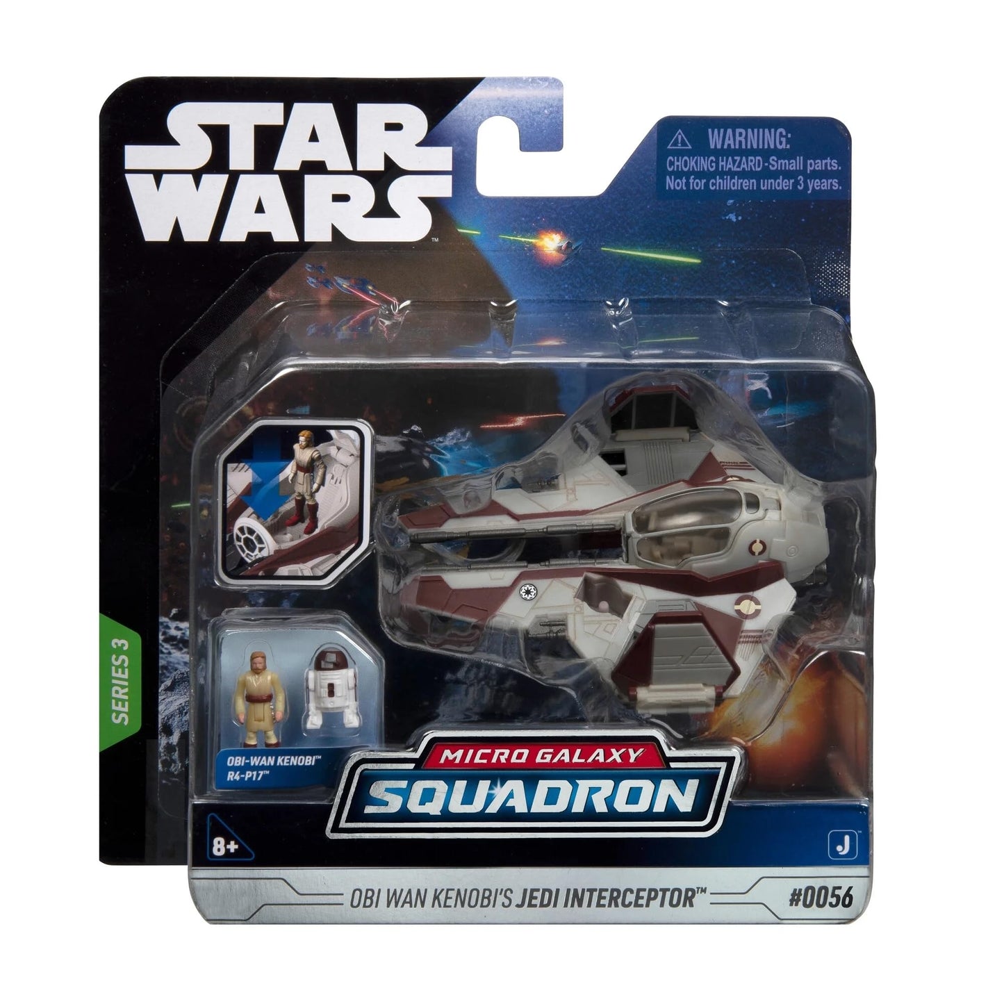 Jazwares Star Wars Micro Galaxy Squadron OBI-Wan Kenobi's Jedi Interceptor Vehicle, 3 inch Light Armor Class, 2 1 inch Figure Accessories