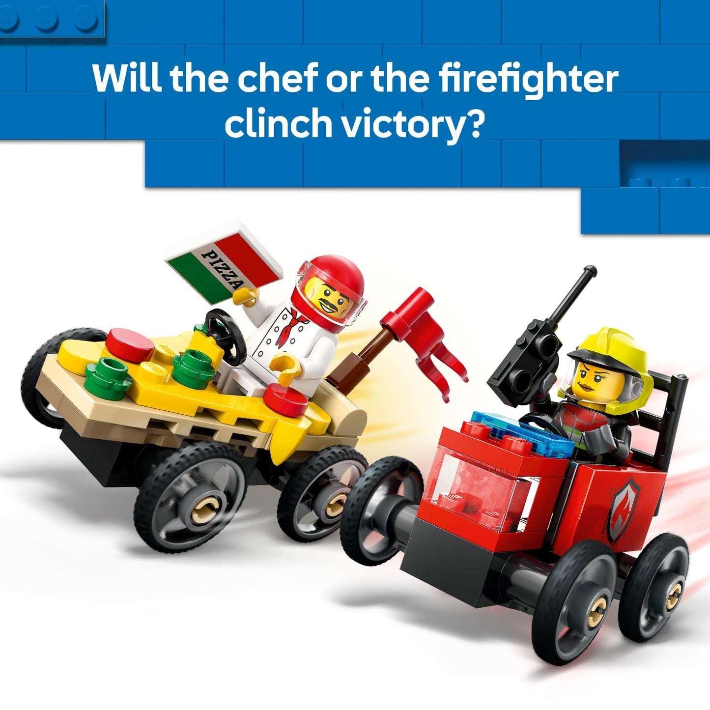 LEGO City Pizza vs. Fire Truck Race Car Pack Toy - Building Toy for Kids, Boys and Girls, Ages 5+ - Gift for Birthdays and Holidays - Includes Chef