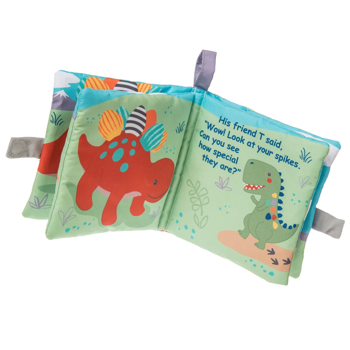 Mary Meyer Soft Cloth Book with Crinkle Paper and Squeaker, 6 x 6-Inches, Pebblesaurus