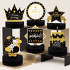 Skylety 6 Pcs Black and Gold Birthday Party Decorations Honeycomb Happy Birthday Centerpieces for Table Reusable Elegant Black Gold Table Toppers