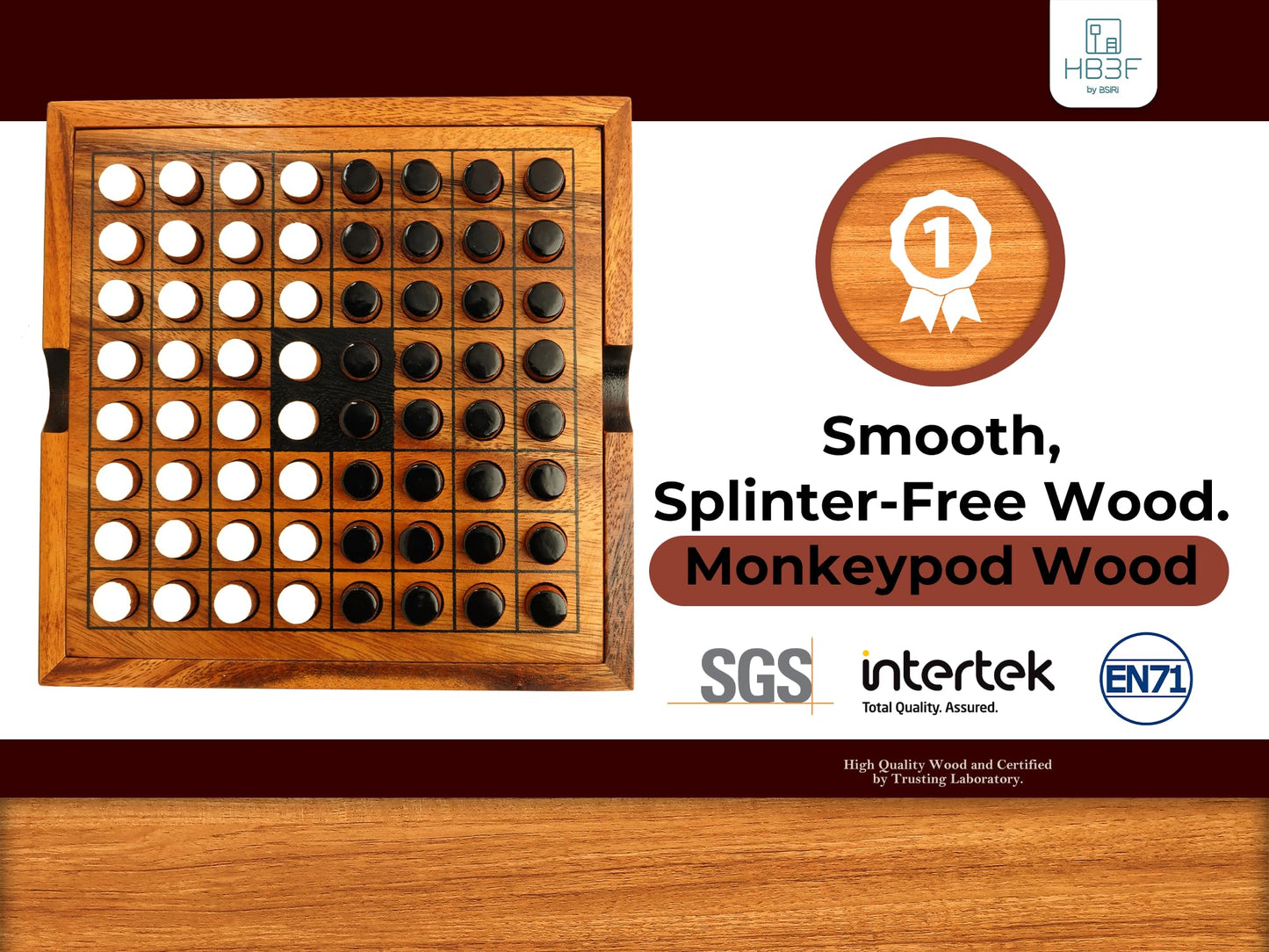 BSIRI Wooden Reversi Othello Board Game Classic Strategy Games of Family for Adults and Senior Wood Black and White Pieces and Great Gifting