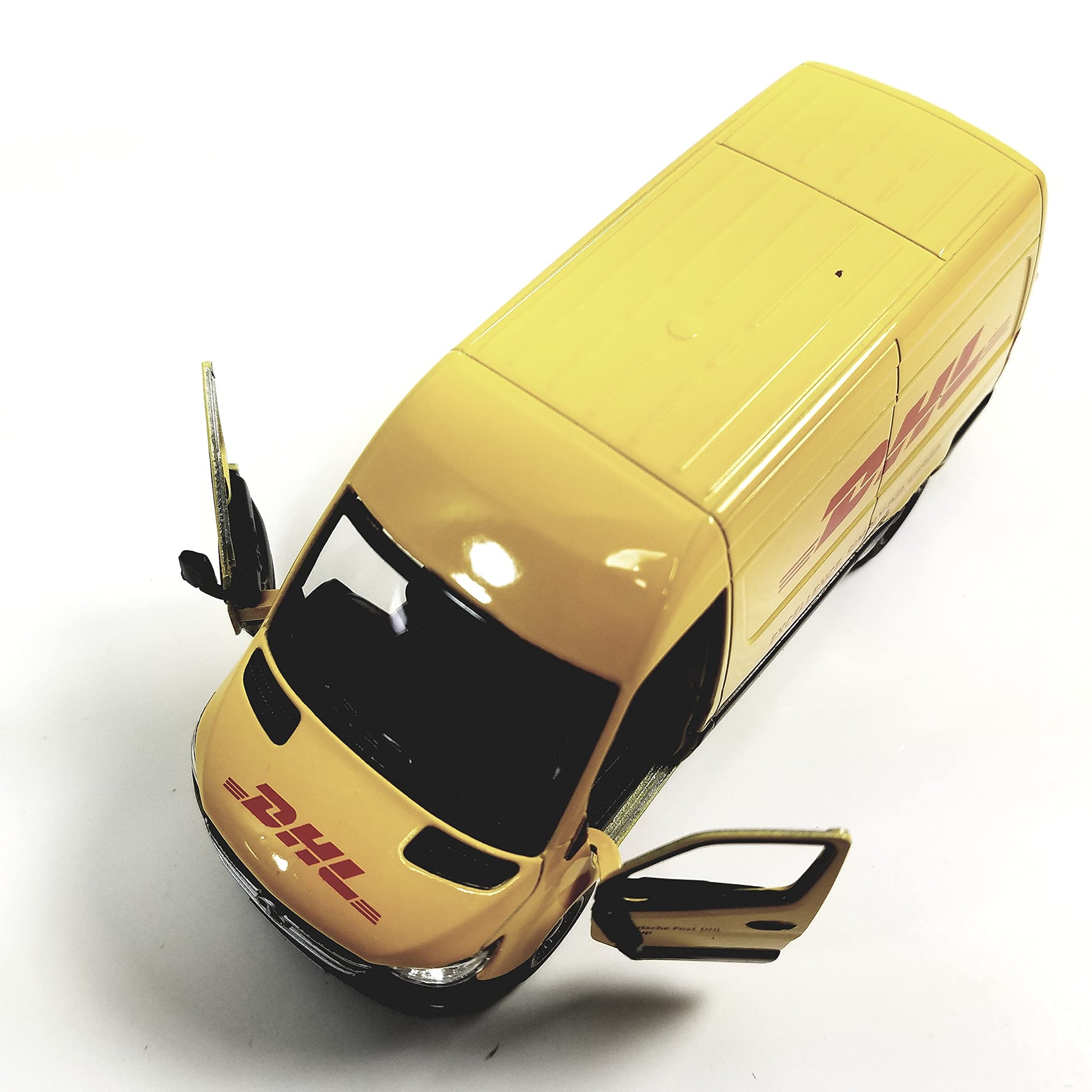 Kinsmart Compatible with Mercedes-Benz Sprinter 2020 DHL Yellow Delivery Van 148 O Scale Diecast Car,Black,Small