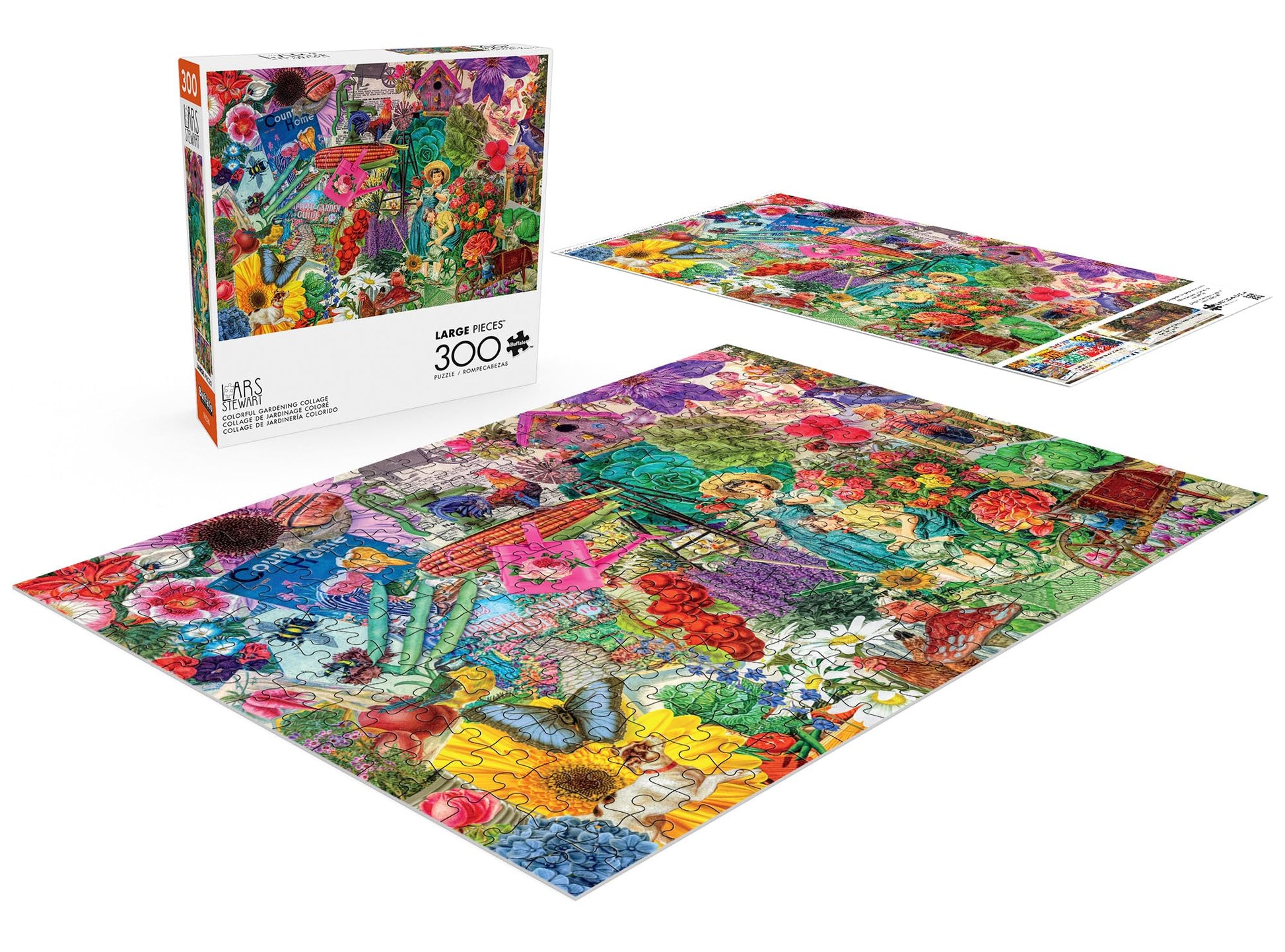 Buffalo Games - Lars Stewart - Colorful Gardening Collage - 300 Piece Jigsaw Puzzle for Adults - Challenging Puzzle Perfect for Game Nights - Finished