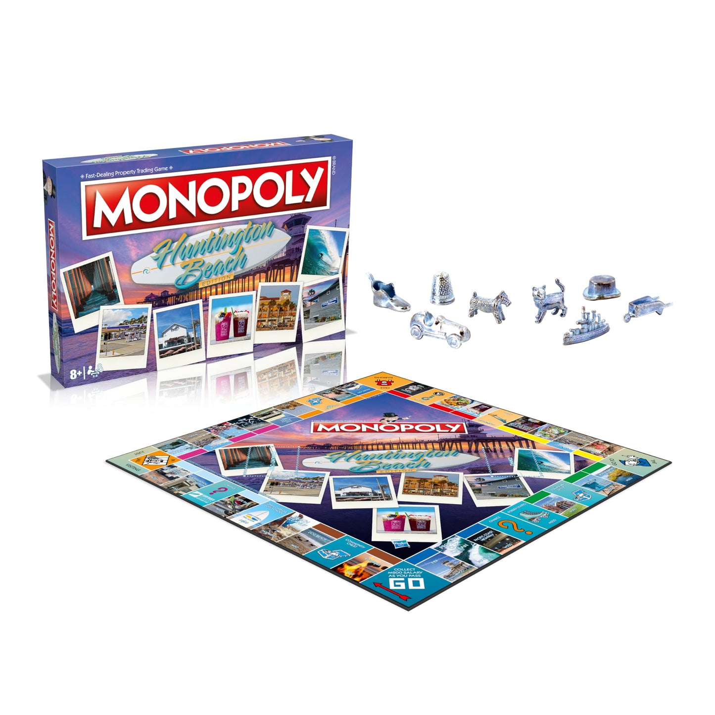 Monopoly Board Game Huntington Beach Edition: 2-6 Players Family Board Games for Kids and Adults, Board Games for Kids 8 and up, for Kids and Adults