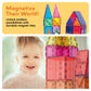 PicassoTiles 60 Piece Set 60pcs Magnet Building Tiles Clear Magnetic 3D Blocks Construction Playboards - Creativity Beyond Imagination, Inspirational