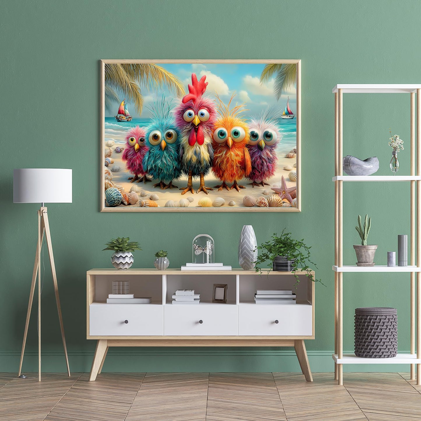 Puzzles for Adults 500 Pieces, Chicken Jigsaw Puzzles - Beach Bunch, Impossible Beach Puzzles for Seniors Family, 20.47x14.96 inches, 1:1 Poster