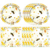 40Pcs Bee Birthday Party Decorations Bee Paper Plates and Napkins Cute Bumblebee Daisy Honeycomb Themed Tableware Set,for Honey Baby Shower Kids Boys