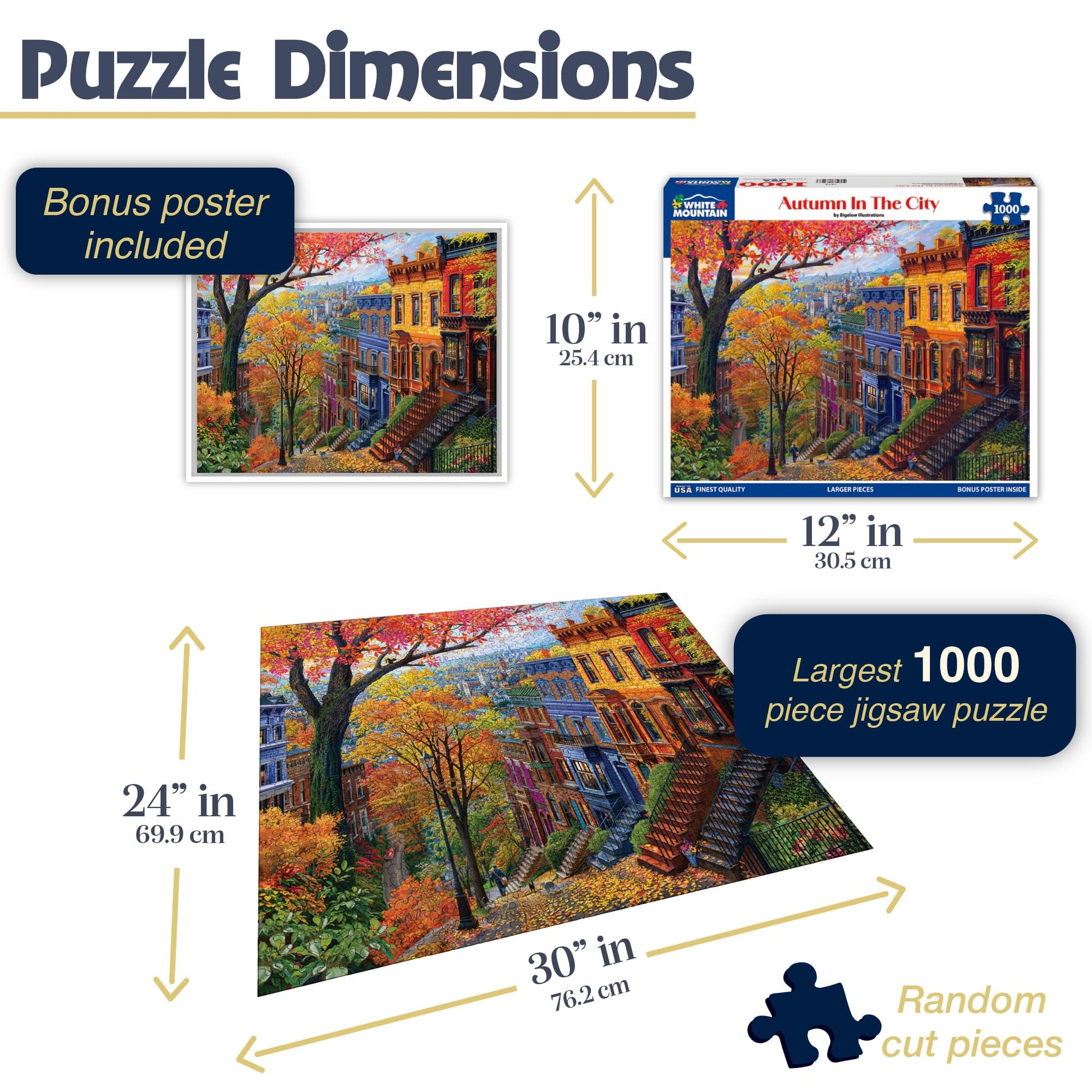 White Mountain 1000 Piece Jigsaw Puzzle Scenic Fall, Autumn in The City