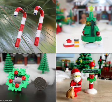 LEGO Holiday Combo Pack - Christmas Tree with Presents, Holiday Wreath, 2 Candy Canes, and Santa Claus with North Pole Stand