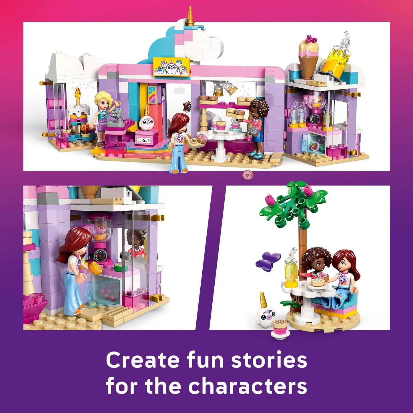 LEGO Friends Unicorn Dream Café Building Toy for Girls & Boys - Pretend Playset for Kids, Ages 6+ - Gift for Birthdays - W/Paisley, Aliya, & Iza