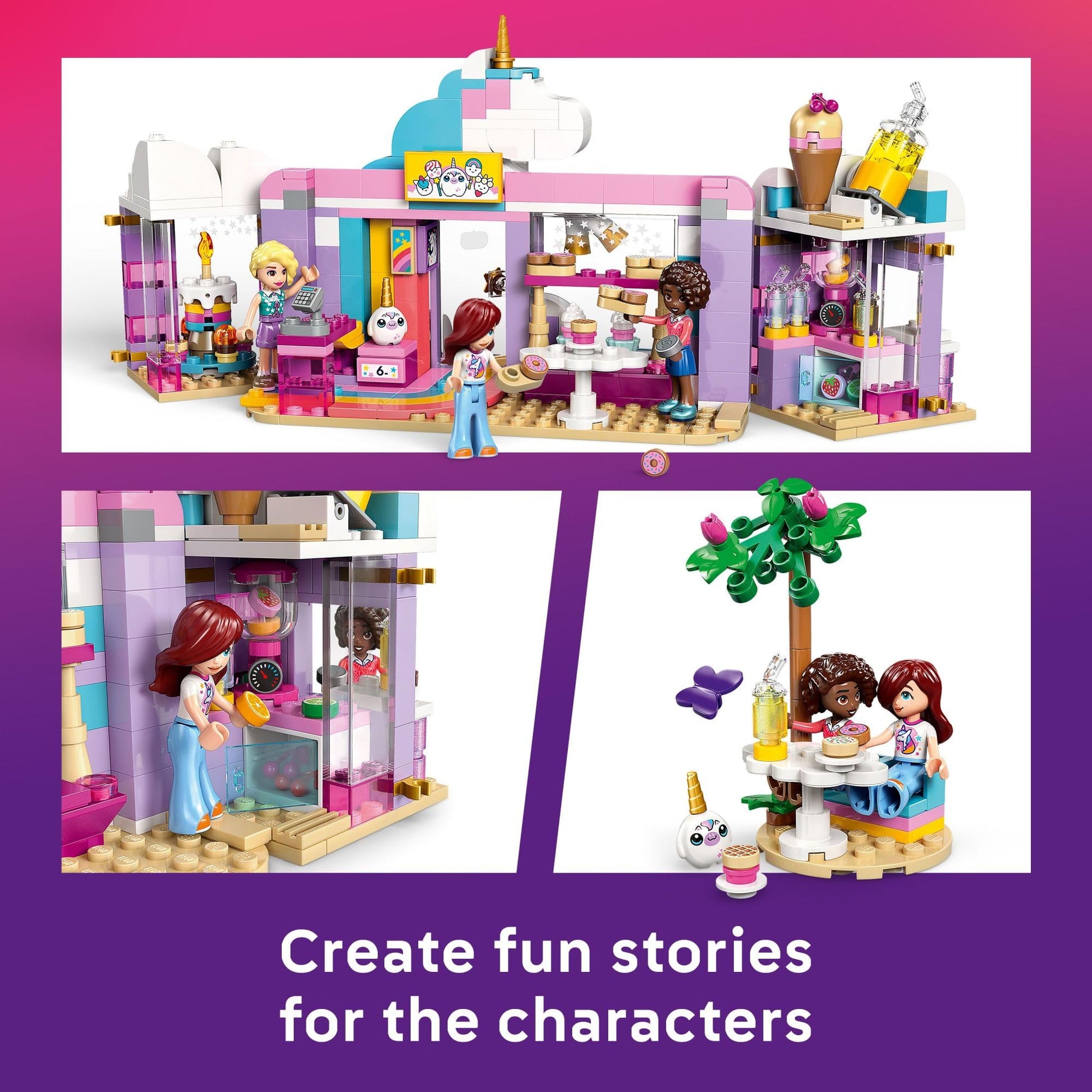 LEGO Friends Unicorn Dream Café Building Toy for Girls & Boys - Pretend Playset for Kids, Ages 6+ - Gift for Birthdays - W/Paisley, Aliya, & Iza