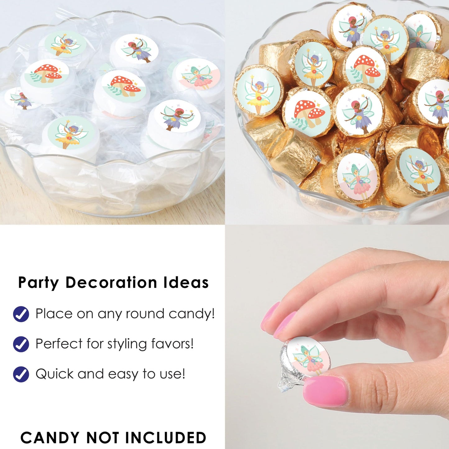 Big Dot of Happiness Let’s Be Fairies - Fairy Garden Birthday Party Small Round Candy Stickers - Party Favor Labels - 324 Count