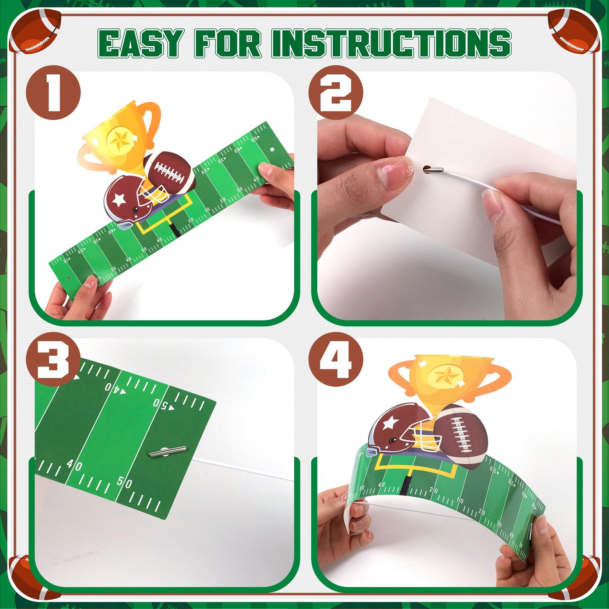 Nuesaurd 24 Pcs Football Birthday Party Hats Footballs Themed Birthday Decorations Football Headbands Paper Crown Party Supplies for Adults Kids Photo