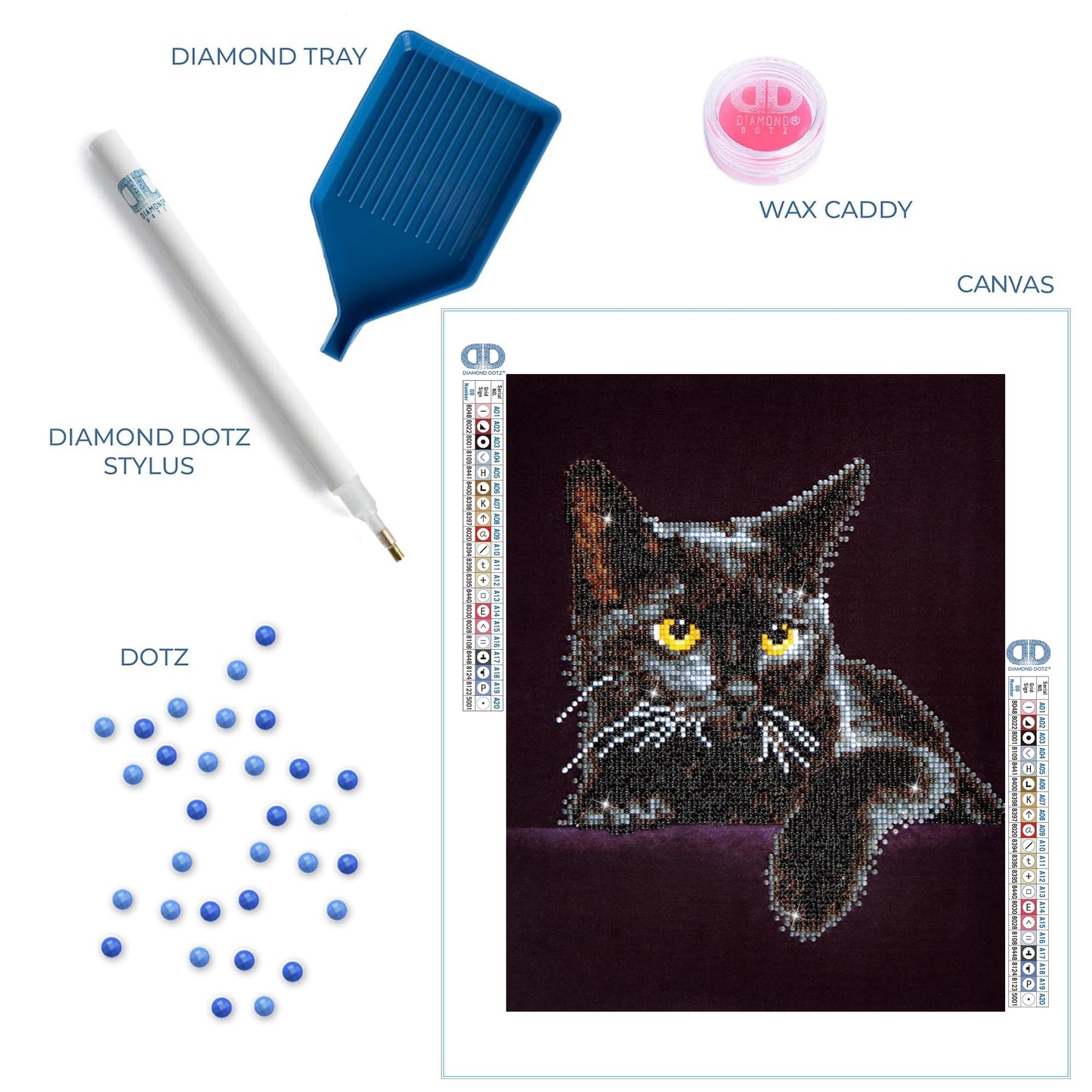 DIAMOND DOTZ Kits - Midnight Cat, Partial Drill, Round Dotz, Diamond Painting Kits, Diamond Art Kits for Adults, Gem Art, Diamond Art, Kits, 14"x11"