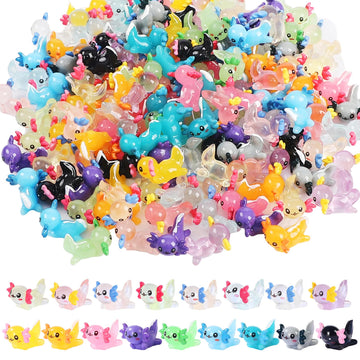 CozyWhimsy Luminous Mini Resin Axolotl 17 Glow Tiny Little Resin Axolotl hides Plastic Animals Digital Garden Miniature Landscape Aquarium Potting DIY