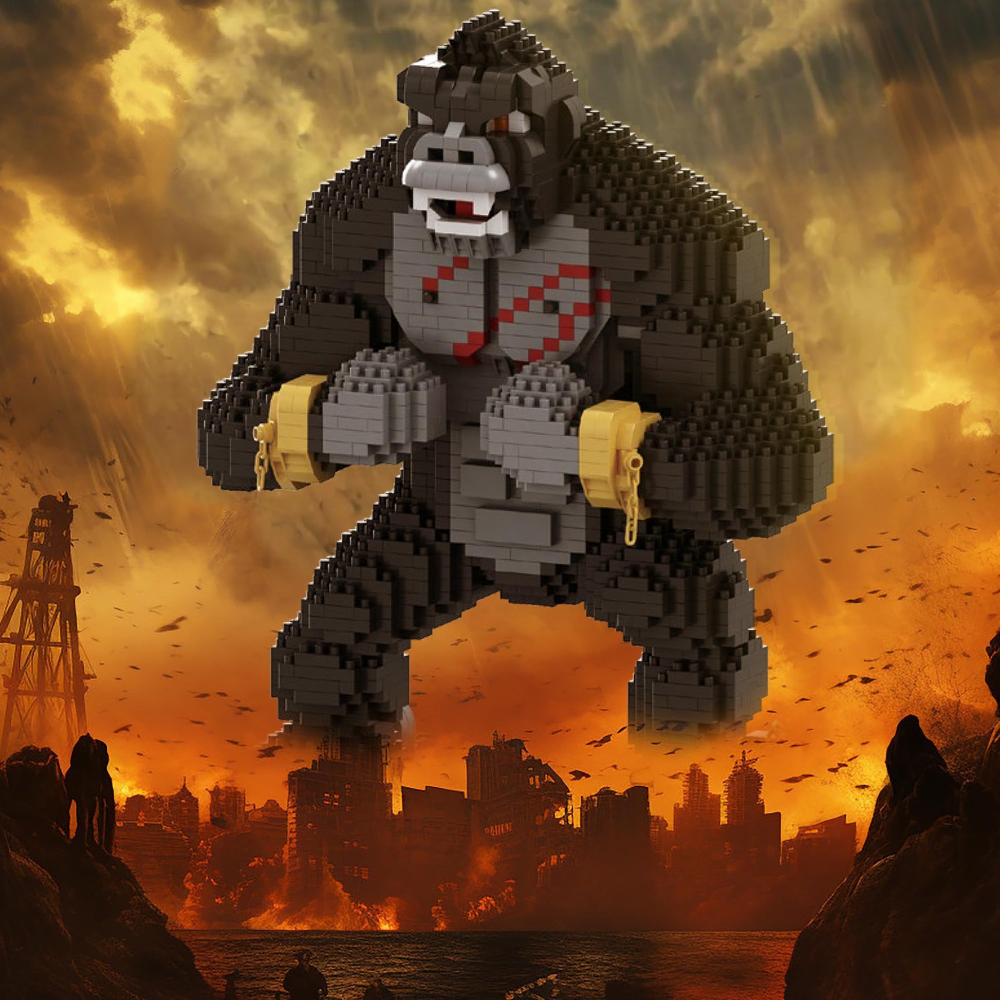 BLOCK CENTER King Kong Building Set (2,310 PCS) - Mini Kong Action Figure from Skull Island - Nano Brick Gorilla Construction Kit for Kids 15+