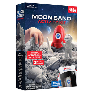 Blue Marble NASA Moon Sand Activity Kit - STEM Educational Sensory Bin Filler with 1.5 lbs Moon Sand, Play Tray, Space Molds, Astronaut Figure