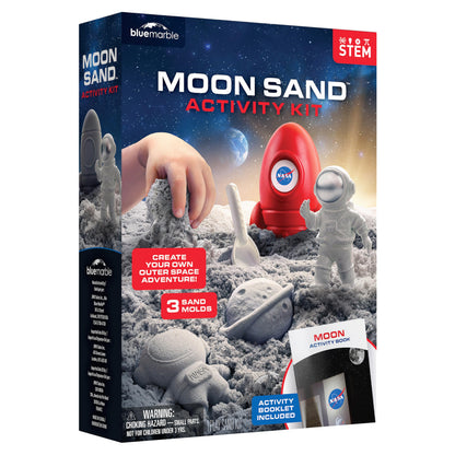 Blue Marble NASA Moon Sand Activity Kit - STEM Educational Sensory Bin Filler with 1.5 lbs Moon Sand, Play Tray, Space Molds, Astronaut Figure