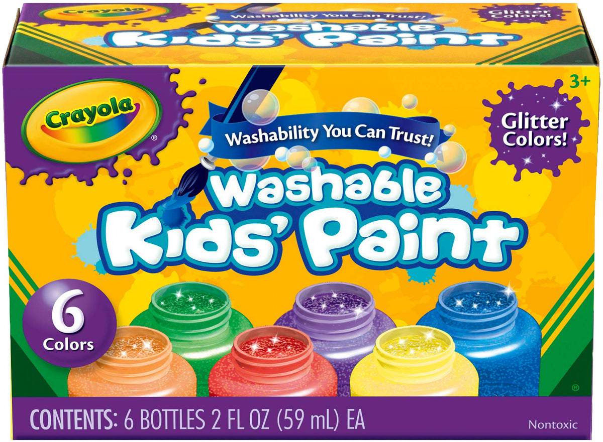 6-color Glitter Washable Kids Paint (Set of 6)