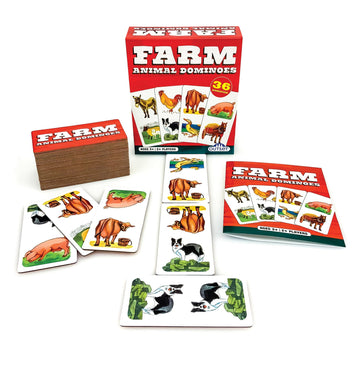 Farm Animal Dominoes - Outset Media, Classic Matching Card Game, No Reading Required, Childen & Preschoolers, Ages 3+