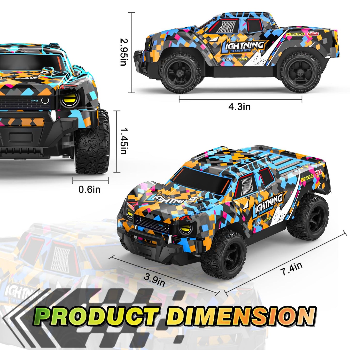 Growsly Remote Control Car for Boys 4-7, RC Pickup 1/24 Scale Light-up Mini RC Car for Kids Boys Toys Age 4-6, 6-8, 3-5, 5-7, Birthday Gifts for 3 4 5