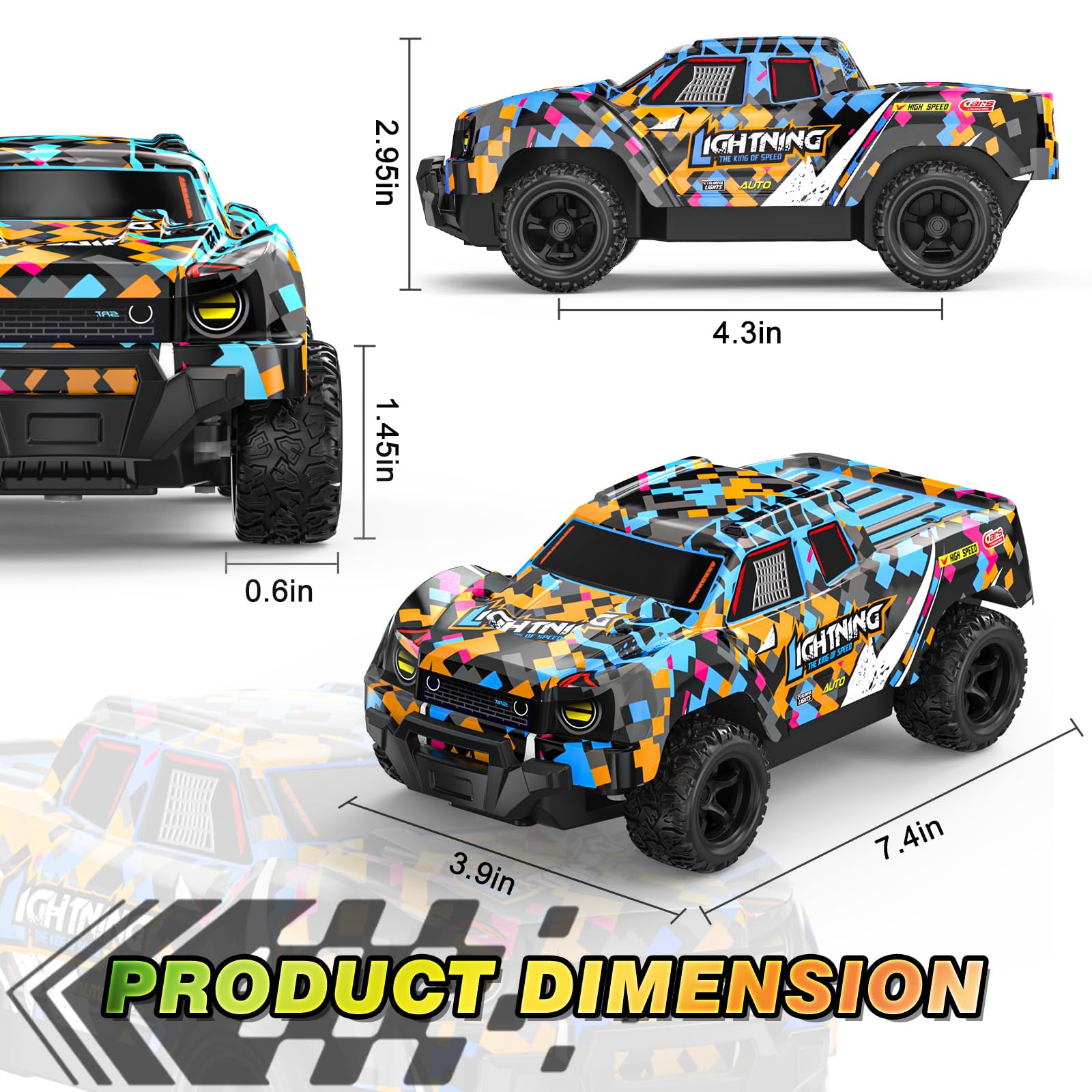 Growsly Remote Control Car for Boys 4-7, RC Pickup 1/24 Scale Light-up Mini RC Car for Kids Boys Toys Age 4-6, 6-8, 3-5, 5-7, Birthday Gifts for 3 4 5