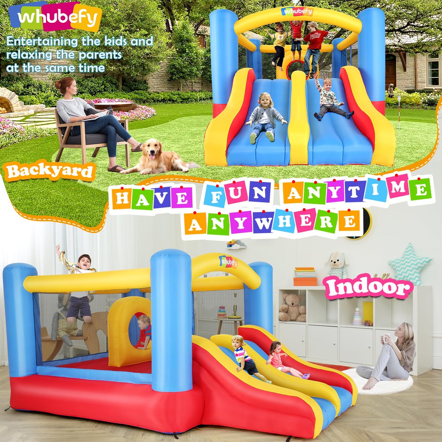 Whubefy 12.6FTx9FT Large Inflatable Bounce House for Kids 3-6 Big Kids 8-12