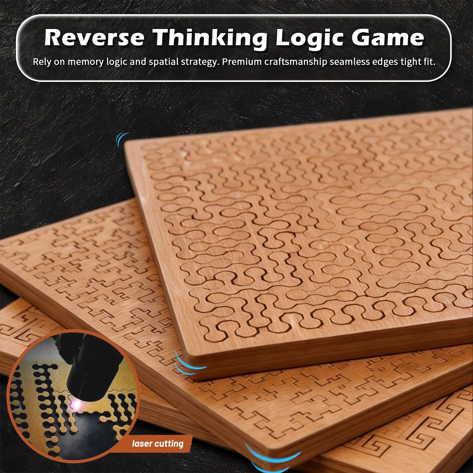 Fractal Tray Puzzle, Fractal Puzzles for Adults, Irregular Wooden Jigsaw, Mind Bending Hilbert Curve Puzzle, Challenging Portable Brain Training Game