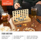 Foster & Rye Four and Win - Classic Board Game, Games for 2 Players Vintage Wood Design - Board Game Tabletop