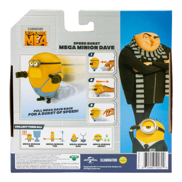 Minions Despicable ME 4 Speed Burst Mega Dave Action Figure | Pull Mega Dave Back for A Burst of Speed | Collect All 5 | All with A Different Play