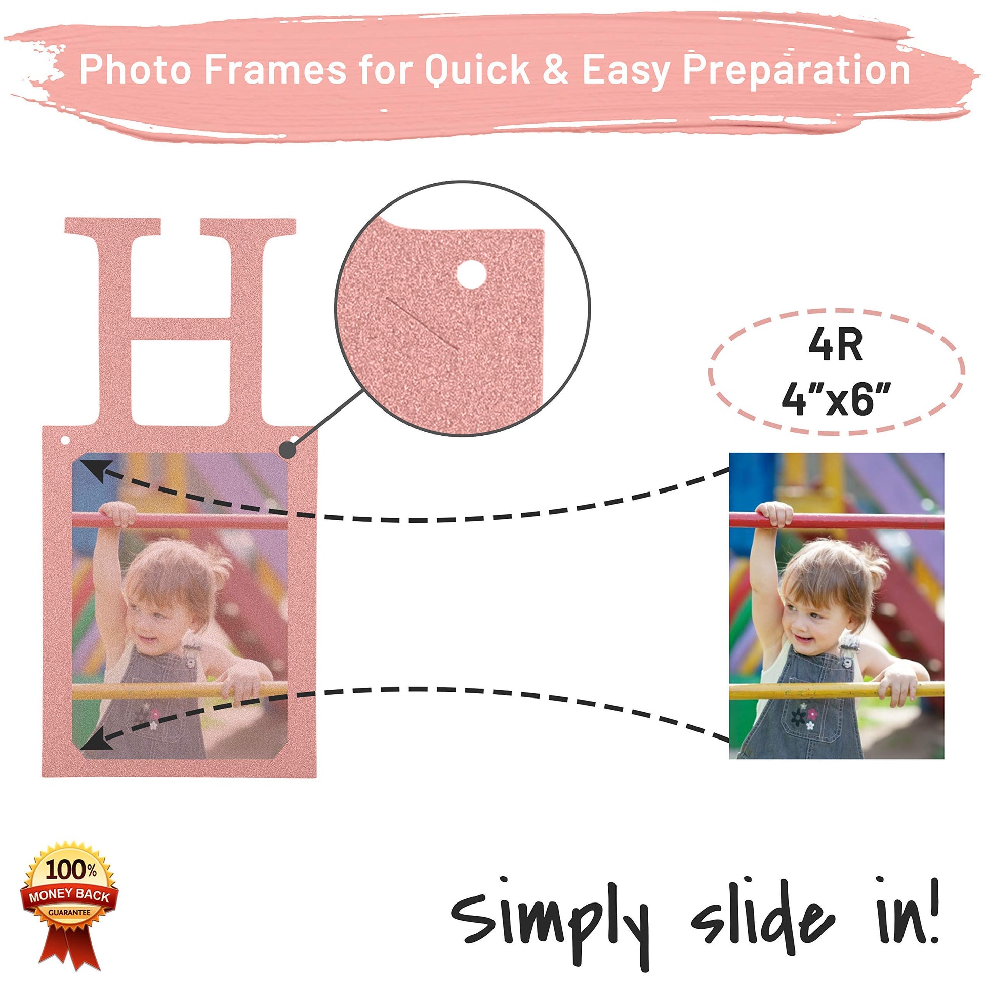 Sweet 16 Birthday Decorations Photo Banner in Rose Gold Pre-assembled - Sweet 16 Banner WITH Sixteen Photo Card Frames Party Supplies - Happy 16th