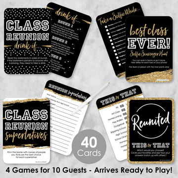 Big Dot of Happiness Reunited - 4 School Class Reunion Party Games - 10 Cards Each - Gamerific Bundle