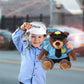 DolliBu Brown Bear Police Officer Plush Toy - Super Soft Plush with Red Plaid Hoodie, Cute Cop Uniform and Cap Outfit - 10 Inches