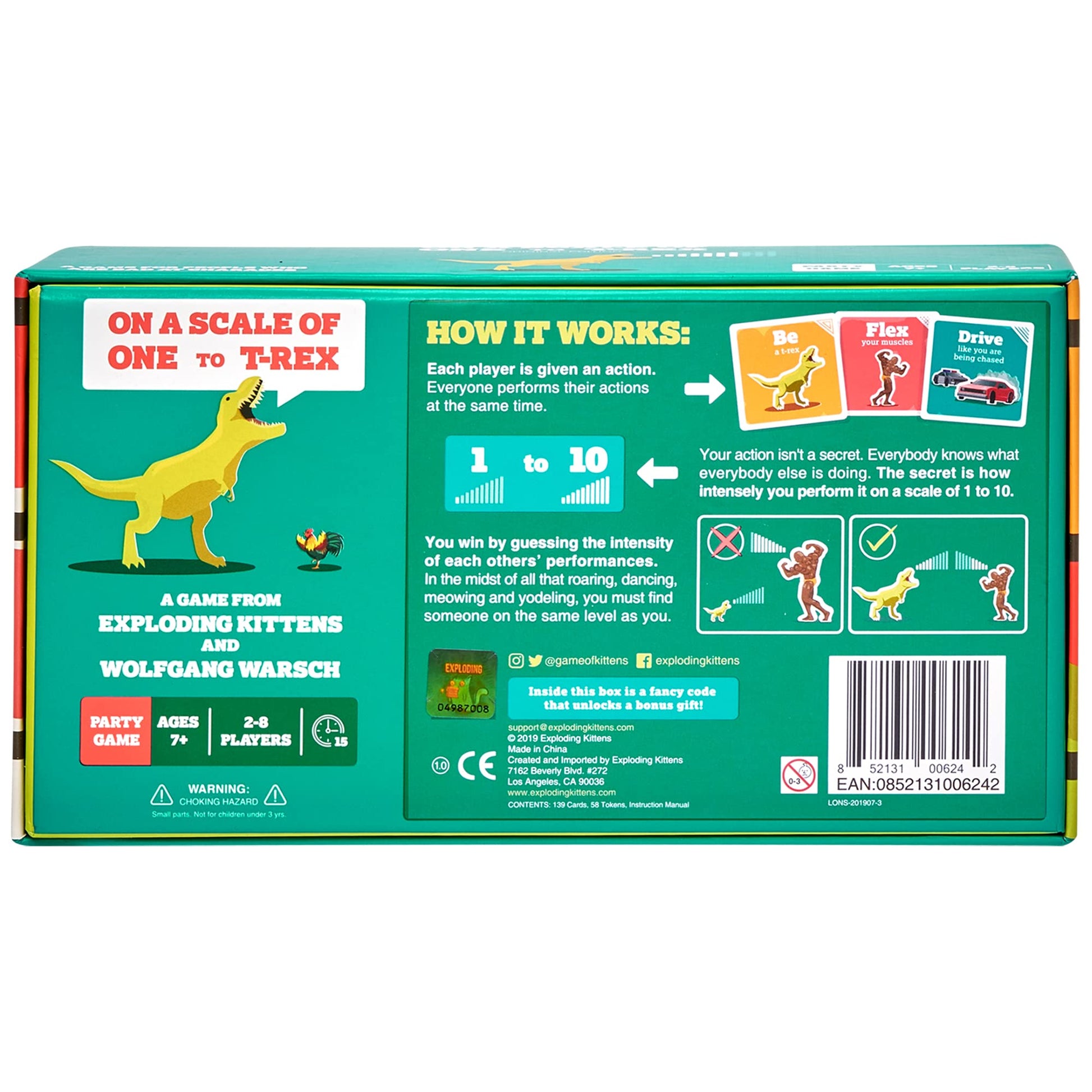 Exploding Kittens On a Scale of One to T-Rex 2-8 Players - Ages 7+ - 15 Minutes to Play - Charades Style Acting Card Game - Party Game, Family Game