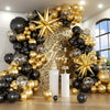 Jenlion 154pcs Balloon Garland Arch Kit,Different Sizes 18 12 10 5 Inch for Birthday Wedding Baby Shower Party Decorations (Black Gold)