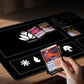 MTG Playmat Stitched Card Game Mat for Magic The Gathering, Play Mat with Storage Tube for MTG Card Game Playing (Black, 24x14 inch with Zone)