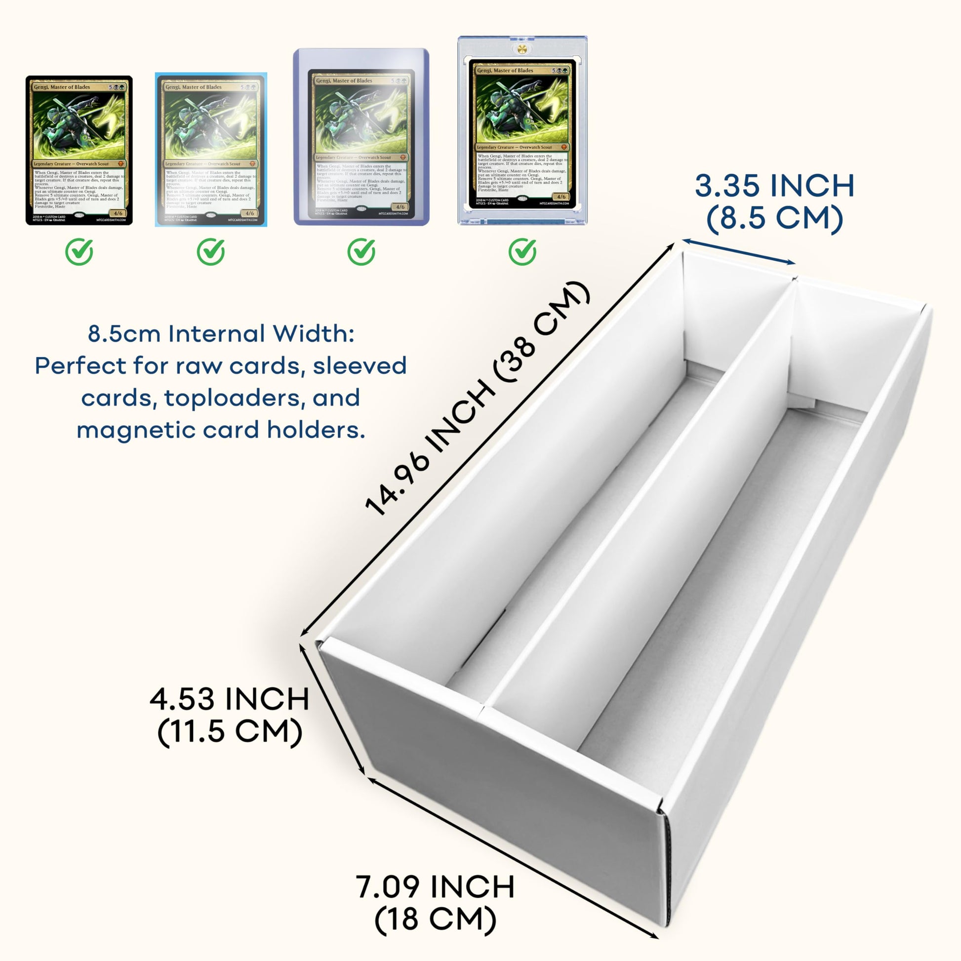Toupeone Trading Card Storage Box for MTG TCG Sports Card Collection, 2 Row Cardboard Top loader Storage Box, Bulk Card Storage, 2 Sets
