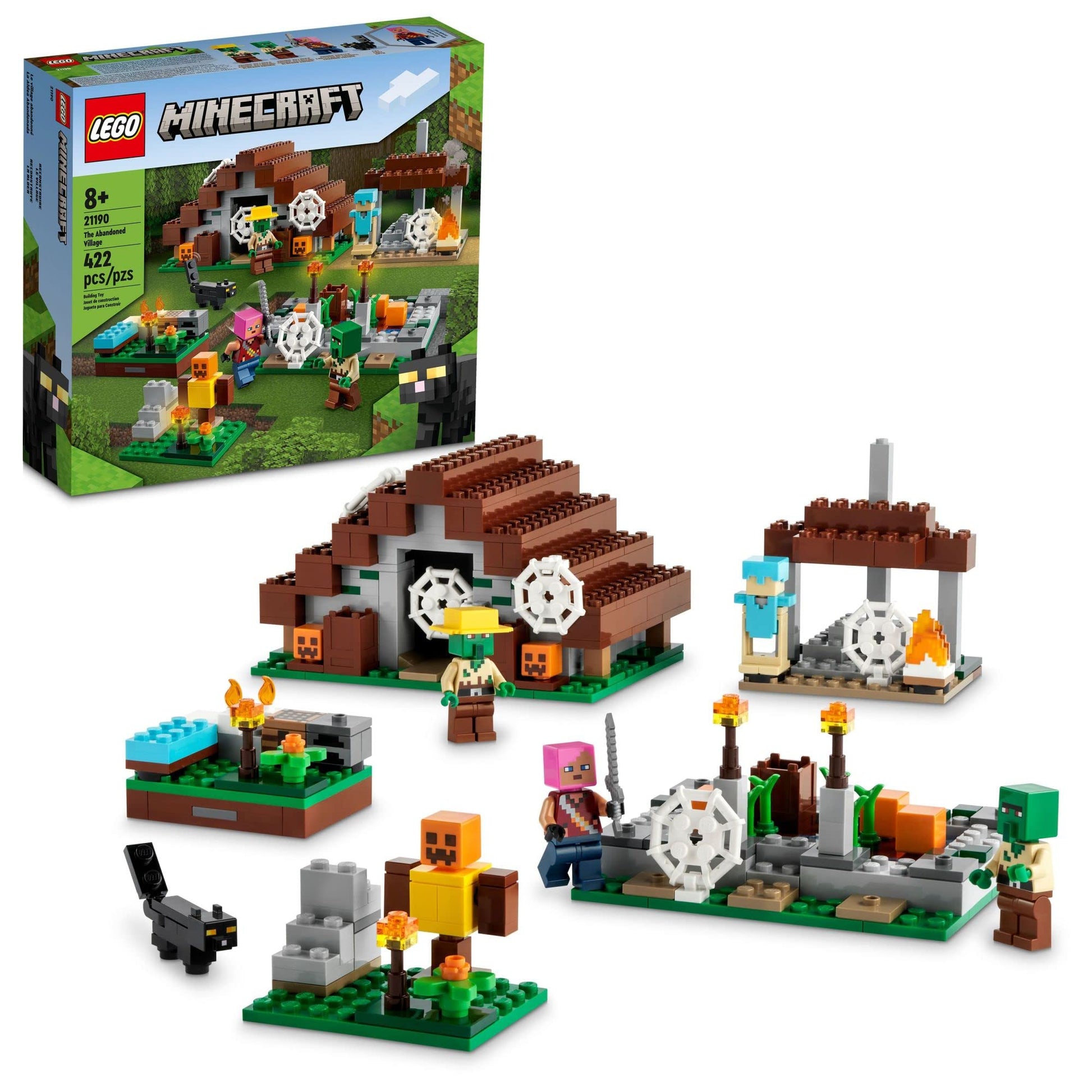 LEGO Minecraft The Abandoned Village Building Kit 21190, Minecraft Zombie Toy Set, Gift Idea for Kids Girls Boys Age 8+ Featuring Game Figures