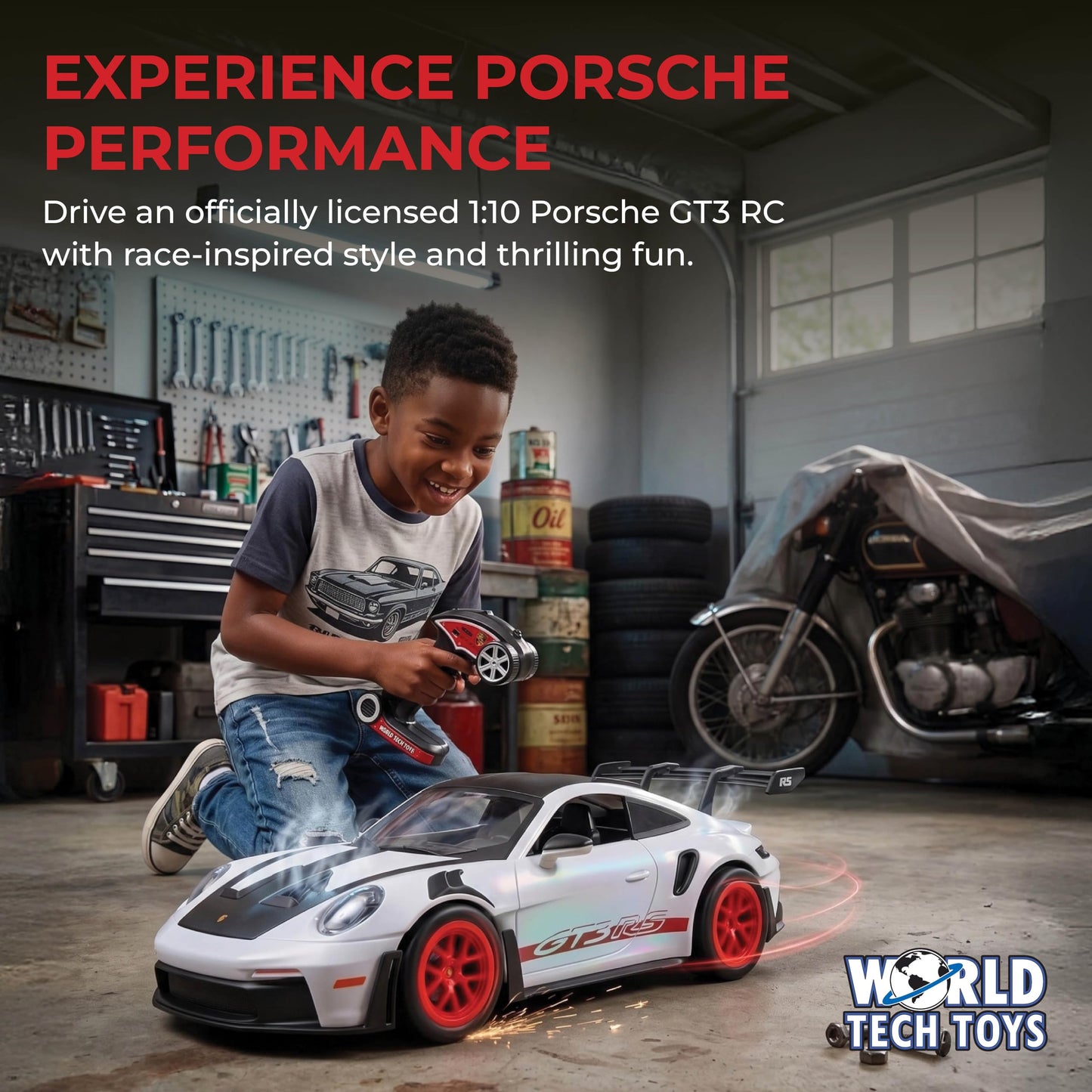 Porsche GT3 RS 1:10 Electric RC Car, 2.4GHz, Rechargeable Battery