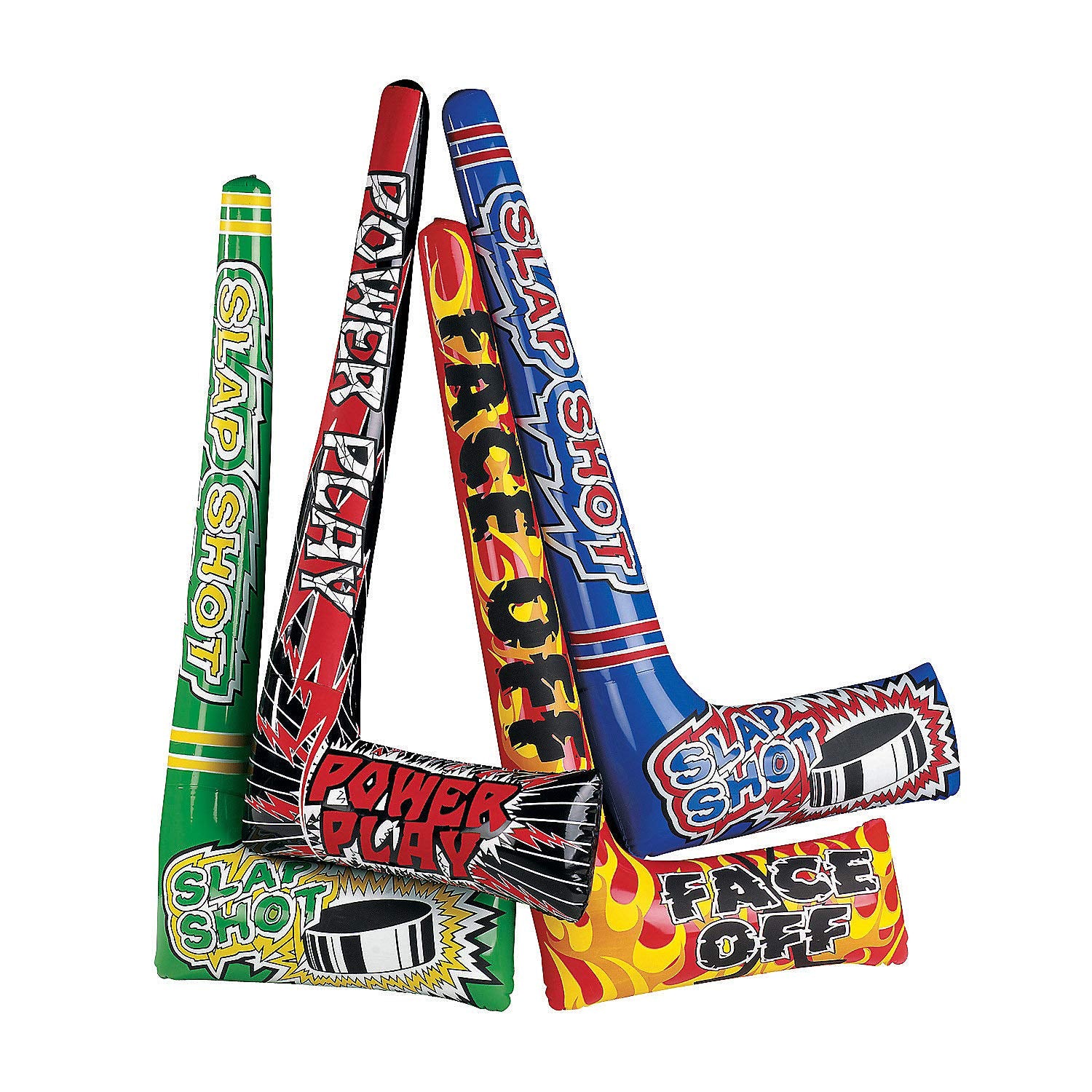 Fun Express Inflatable Hockey Sticks - Set of 12 Blow up Sticks - Hockey Birthday Party Supplies and Favor Toys