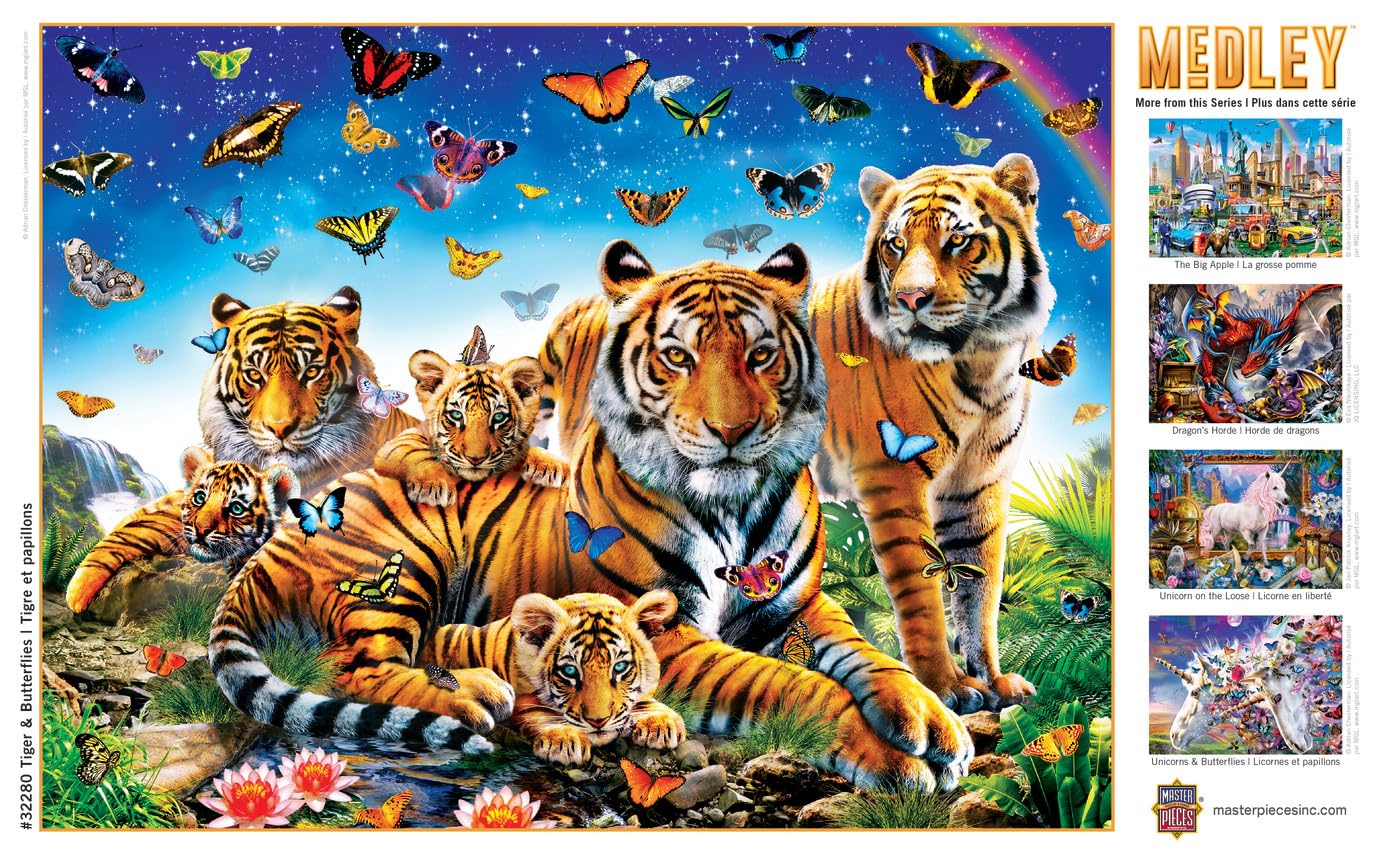 Masterpieces 300 Piece EZ Grip Jigsaw Puzzle - Tiger & Butterflies - 18"x24"